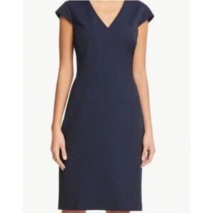 Evan Picone Navy Blue V-Neck Short Sleeve Lined Sheath Size‎ 12 Office Career